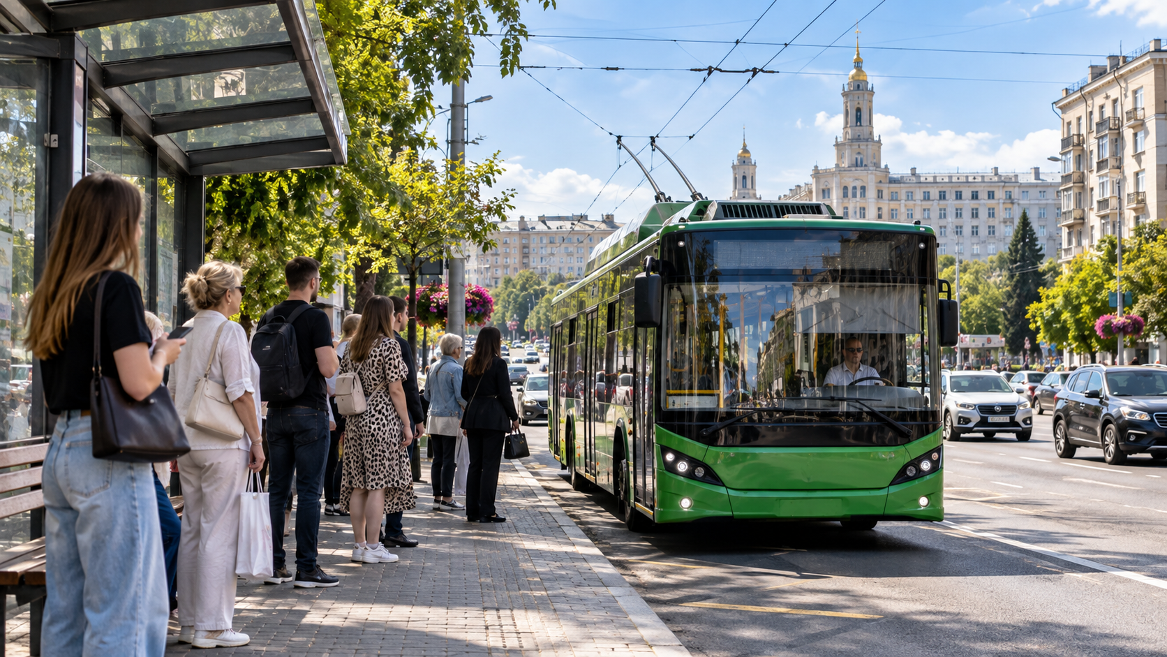 Зупинка тролейбуса №24 у Харкові