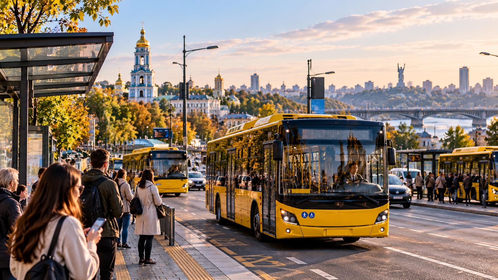 Вечірній транспортний вузол Києва